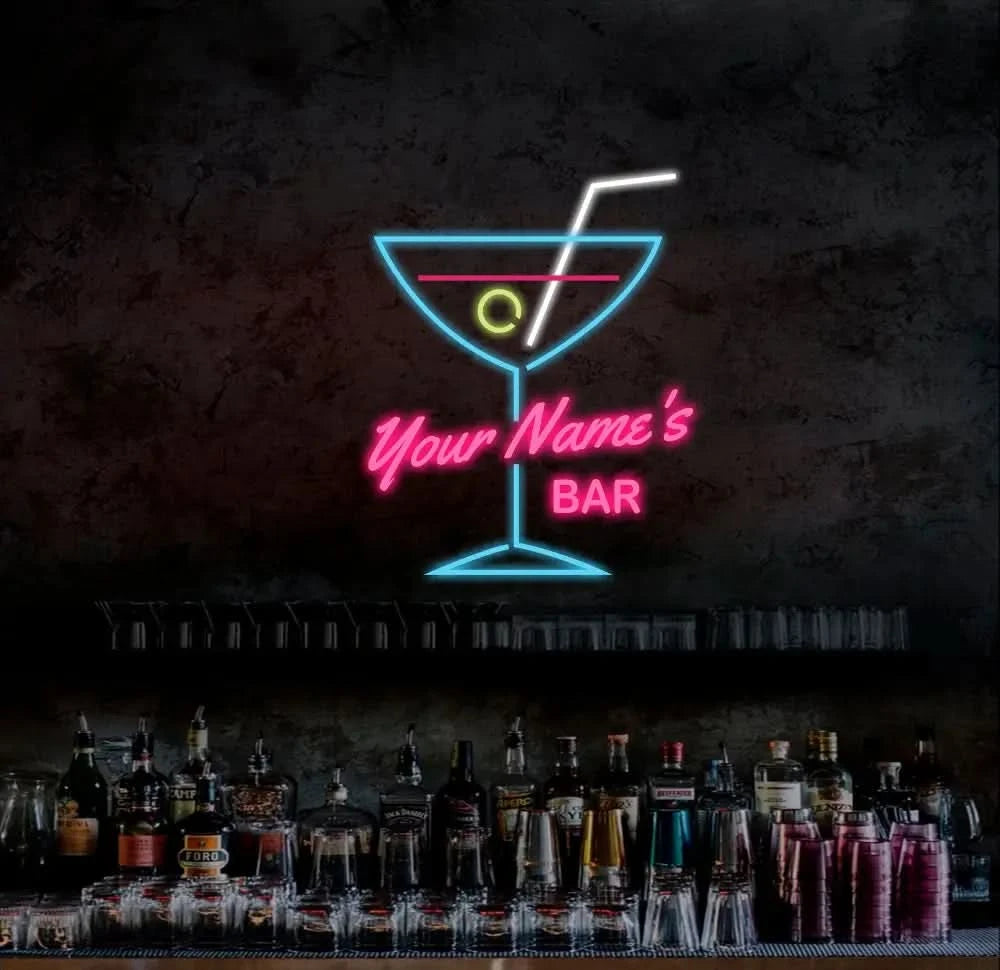 Cocktail Bar Neon Sign Custom Cocktail Bar Glass LED Neon Light Home Wall Decor Bar Led Sign Pub Led Signs Cocktails