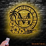 Coconut Tree Welcome Letter Sign Metal Wall Art Wall Art LED Light Door Decor Home Decor - Gearviral