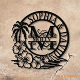 Coconut Tree Welcome Letter Sign Metal Wall Art Wall Art LED Light Door Decor Home Decor - Gearviral