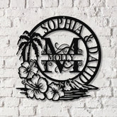 Coconut Tree Welcome Letter Sign Metal Wall Art Wall Art LED Light Door Decor Home Decor - Gearviral