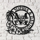 Coconut Tree Welcome Letter Sign Metal Wall Art Wall Art LED Light Door Decor Home Decor - Gearviral