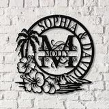 Coconut Tree Welcome Letter Sign Metal Wall Art Wall Art LED Light Door Decor Home Decor - Gearviral