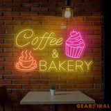 Coffee & Bakery Neon Sign - LED Wall Decor for Coffee Shops and Bakeries - Perfect Light for Cafes Restaurants and