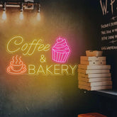 Coffee & Bakery Neon Sign - LED Wall Decor for Coffee Shops and Bakeries - Perfect Light for Cafes Restaurants and