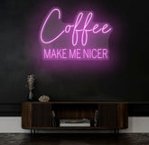 Coffee Make Me Nicer Neon Sign Custom Coffee Lover LED Light Home Office Decor Coffee Bar Wall Art Café Aesthetic Sign