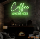 Coffee Make Me Nicer Neon Sign Custom Coffee Lover LED Light Home Office Decor Coffee Bar Wall Art Café Aesthetic Sign