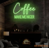 Coffee Make Me Nicer Neon Sign Custom Coffee Lover LED Light Home Office Decor Coffee Bar Wall Art Café Aesthetic Sign