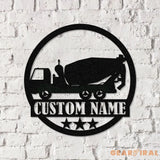 Concrete Mixer Truck Metal Sign With LED Light Concrete Mixer Signs Construction Truck Driving Decor Truck Driver Name