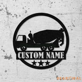 Concrete Mixer Truck Metal Sign With LED Light Concrete Mixer Signs Construction Truck Driving Decor Truck Driver Name