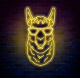 Cool Llama Neon Sign with Sunglasses Custom Animal Neon Light Funny Llama Wall Decor Neon Art for Kids Room Llama Lover