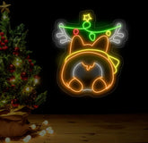 Corgi Butt Christmas Neon Sign – Color-Changing LED Wall Art – Unique Holiday Decor for Dog Lovers and Pet-Themed