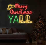 Cowboy Christmas Neon Sign Merry Christmas Led Sign Christmas Neon Light Cowboy Neon Sign Western Christmas Decor
