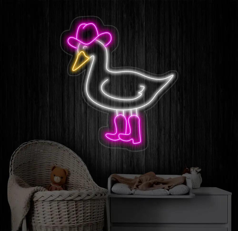 Cowboy Duck Neon Sign Duck Cowboy Led Sign Cowboy Hat Boots Duck Led Light Western Duck Neon Light Country Living Room