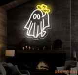 Cowboy Ghost Neon Sign - Custom Halloween LED Decor Western Cowboy Party Neon Light Ghost Wall Art Unique Bar Decor