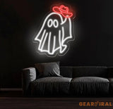 Cowboy Ghost Neon Sign - Custom Halloween LED Decor Western Cowboy Party Neon Light Ghost Wall Art Unique Bar Decor