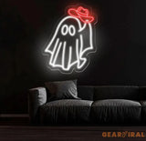 Cowboy Ghost Neon Sign - Custom Halloween LED Decor Western Cowboy Party Neon Light Ghost Wall Art Unique Bar Decor