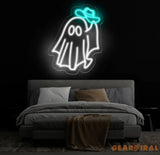 Cowboy Ghost Neon Sign - Custom Halloween LED Decor Western Cowboy Party Neon Light Ghost Wall Art Unique Bar Decor