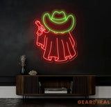 Cowboy Ghost Neon Sign Halloween Ghost LED Sign Cowboy Hat Light Up Decor Dallas Texas Halloween Sign Ghosts Cowboy