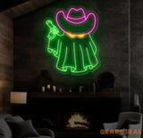 Cowboy Ghost Neon Sign Halloween Ghost LED Sign Cowboy Hat Light Up Decor Dallas Texas Halloween Sign Ghosts Cowboy