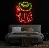 Cowboy Ghost Neon Sign Halloween Ghost LED Sign Cowboy Hat Light Up Decor Dallas Texas Halloween Sign Ghosts Cowboy
