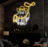 Cowboy Ghost Neon Sign - Western Ghost LED Light Custom Cowboy Neon Sign Spooky Western Decor for Bar Bedroom & Game