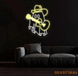 Cowboy Ghost Playing Guitar Neon Sign Spooky Western LED Light Ghost Music Neon Art Custom Cowboy Ghost for Bar Game