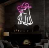 Cowboy Ghost Smoking Neon Sign - Western Ghost LED Light Spooky Cowboy Decor Custom Smoking Ghost Sign for Bar Bedroom