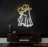 Cowboy Ghost Smoking Neon Sign - Western Ghost LED Light Spooky Cowboy Decor Custom Smoking Ghost Sign for Bar Bedroom