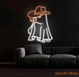 Cowboy Ghost Smoking Neon Sign - Western Ghost LED Light Spooky Cowboy Decor Custom Smoking Ghost Sign for Bar Bedroom