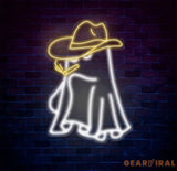 Cowboy Ghost Smoking Neon Sign - Western Ghost LED Light Spooky Cowboy Decor Custom Smoking Ghost Sign for Bar Bedroom