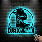 Cowboy Metal Sign LED - Personalized Cowboy Metal Signs - Cowboy Hat Metal Sign - Custom Texas Signs | GearViral