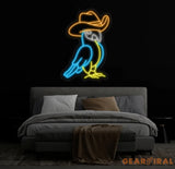 Cowboy Parrot Neon Light Parrot Cowboy Led Light Parrot Cowboy Hat Led Sign Cowboy Parrot Bird Neon Sign Western Room
