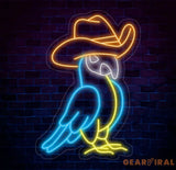 Cowboy Parrot Neon Light Parrot Cowboy Led Light Parrot Cowboy Hat Led Sign Cowboy Parrot Bird Neon Sign Western Room