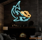 Cowboy Shark Neon Light Neon Sign Light Decor Shark Bedroom Neon Sign Sea Shark Led Light Home Neon Lights Shark Wall