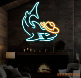 Cowboy Shark Neon Light Neon Sign Light Decor Shark Bedroom Neon Sign Sea Shark Led Light Home Neon Lights Shark Wall