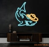 Cowboy Shark Neon Light Neon Sign Light Decor Shark Bedroom Neon Sign Sea Shark Led Light Home Neon Lights Shark Wall
