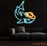 Cowboy Shark Neon Light Neon Sign Light Decor Shark Bedroom Neon Sign Sea Shark Led Light Home Neon Lights Shark Wall