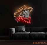 Cowboy Skeleton Neon Sign - LED Skeleton Light Grim Reaper Art Halloween Decor Horror House Wall Art Custom Home Neon