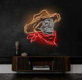 Cowboy Skeleton Neon Sign - LED Skeleton Light Grim Reaper Art Halloween Decor Horror House Wall Art Custom Home Neon