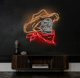 Cowboy Skeleton Neon Sign - LED Skeleton Light Grim Reaper Art Halloween Decor Horror House Wall Art Custom Home Neon
