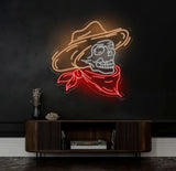 Cowboy Skeleton Neon Sign - LED Skeleton Light Grim Reaper Art Halloween Decor Horror House Wall Art Custom Home Neon