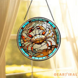 Crab Suncatcher Window Hangings Crab Lovers Gift FAUX Stained Glass Art Home Decor Crab Ornament Beach House Suncatcher