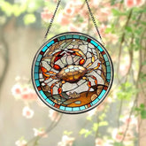 Crab Suncatcher Window Hangings Crab Lovers Gift FAUX Stained Glass Art Home Decor Crab Ornament Beach House Suncatcher