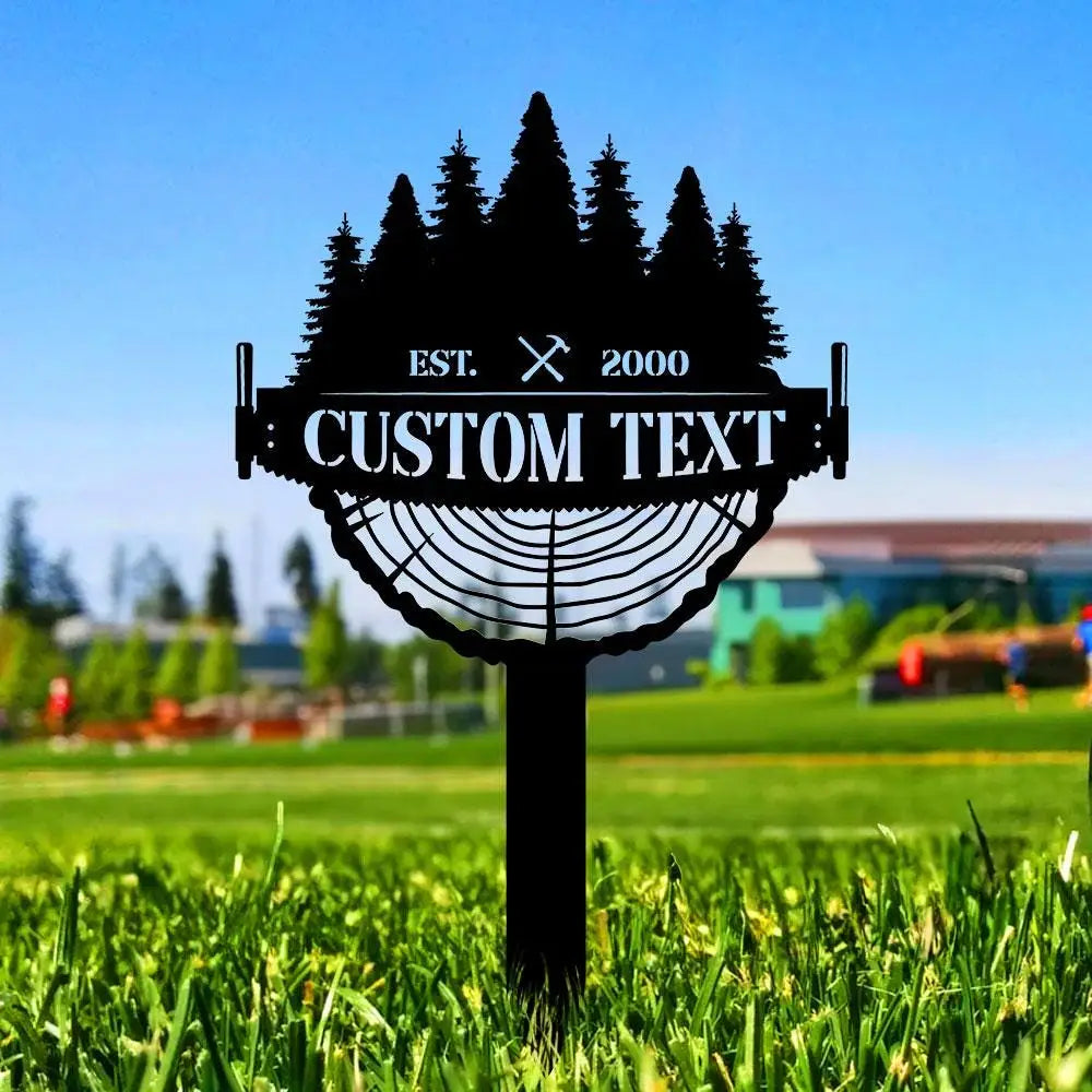 Crosscut Saw Monogram Garden Sign Garden Metal Stake Personalized Name Yard Sign Outdoor Door Garden Decor Metal Sign