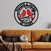 Custom 40th Wedding Anniversary Cardinals Metal Sign Personalized Wedding Gifts Custom Wedding Signs Bird Wall Decor