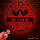 Custom 50 Years Together Anniversary Sign - Personalized Couple Name Sign with Chicken Couple Perfect Anniversary Gift