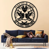 Custom 50 Years Together Anniversary Sign - Personalized Couple Name Sign with Love Birds Perfect Anniversary Gift