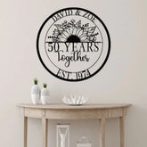 Custom 50 Years Together Anniversary Sign - Personalized Couple Name Sign with Love Birds Perfect Anniversary Gift