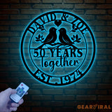 Custom 50 Years Together Anniversary Sign - Personalized Couple Name Sign with Love Birds Perfect Anniversary Gift