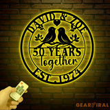 Custom 50 Years Together Anniversary Sign - Personalized Couple Name Sign with Love Birds Perfect Anniversary Gift